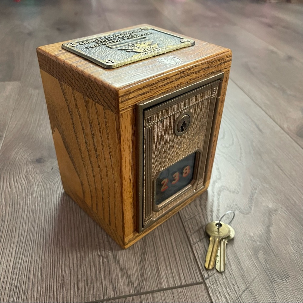 Handcrafted Antique United States Post Office Lockbox Limited Edition Coin Bank